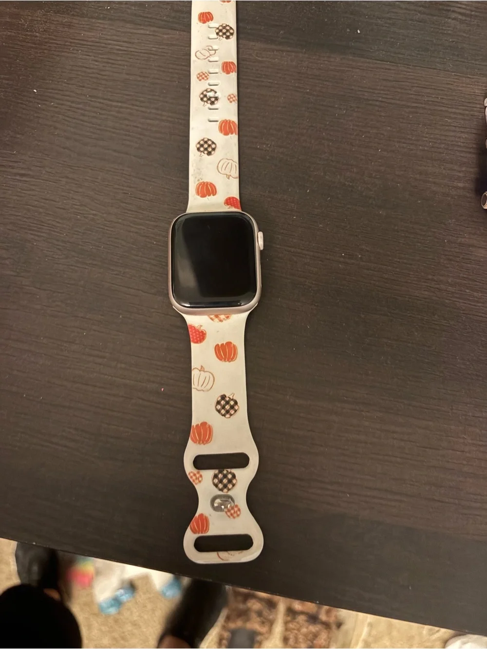 Apple Watch with White Pumpkin Print Sport Band